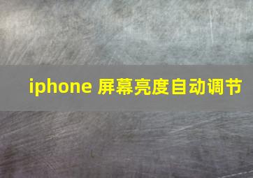 iphone 屏幕亮度自动调节